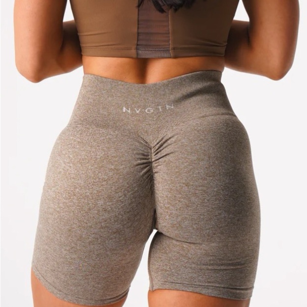 NVGTN Women's High-Waisted Tan Bike Shorts KHAKI